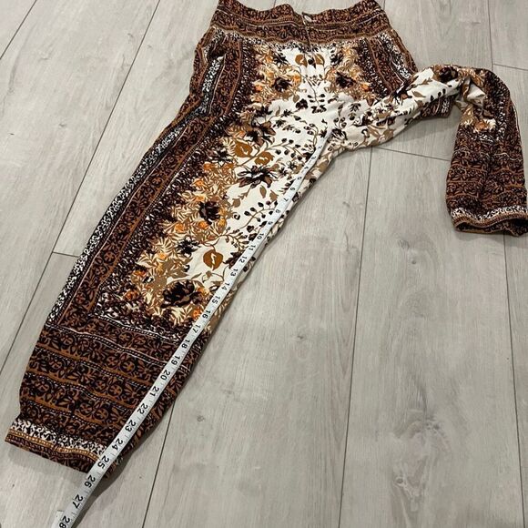 ANTHROPOLOGIE Printed Bohemian Linen Blend Side Pockets Joggers Sz 2 - Picture 3 of 10